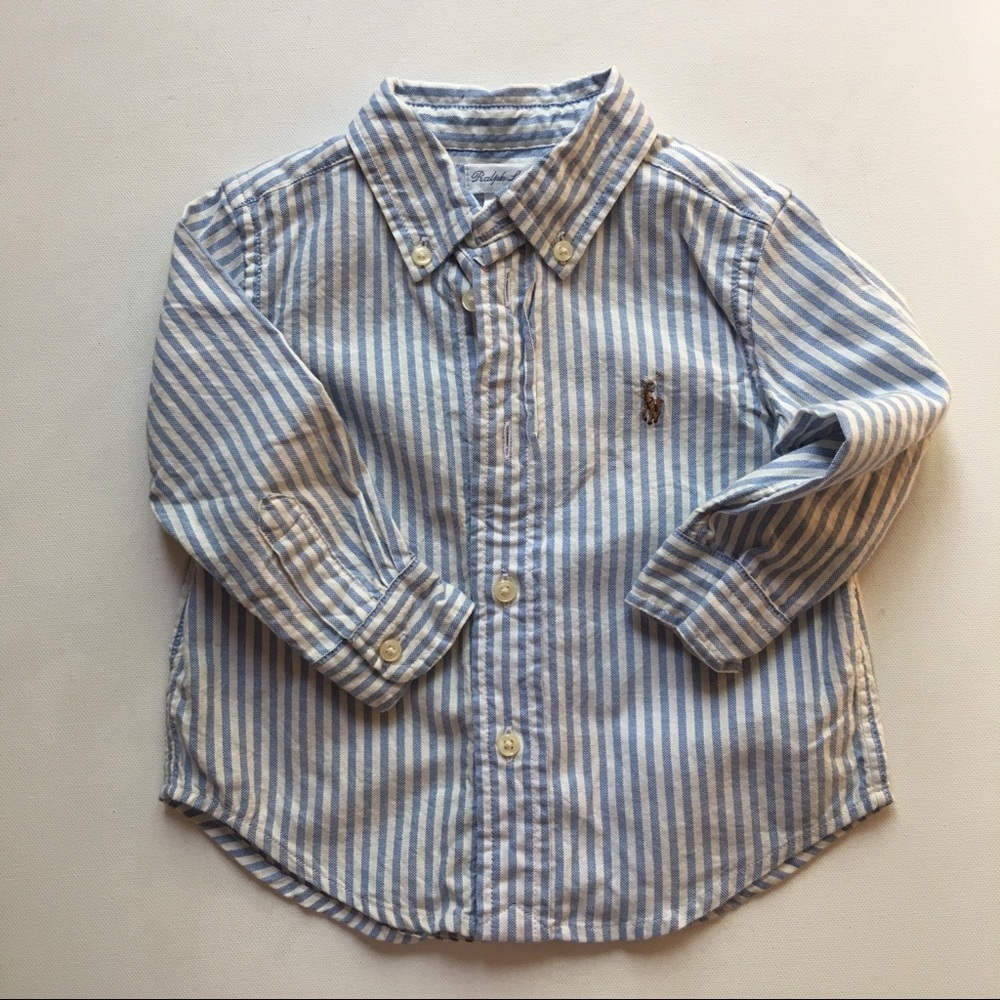 Ralph Lauren Boys Dress Shirt 12M Stripes Like Dad - Picture 1 of 6